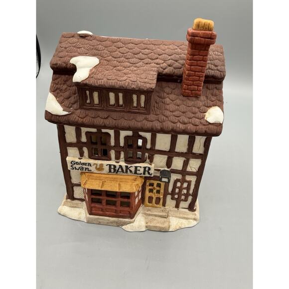 Dept 56 Dickens Village Golden Swan Baker Shops Series 1984 Lighted w/ Box - Picture 1 of 9